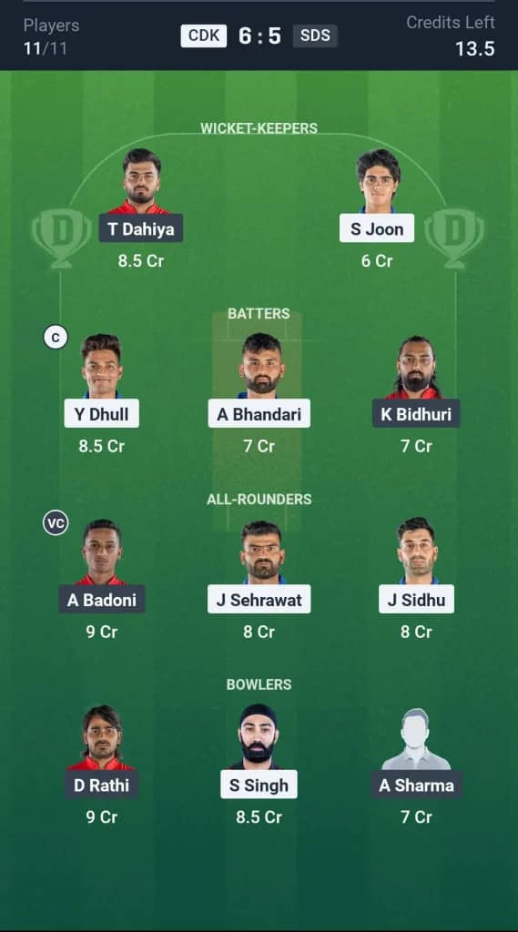CDK vs SDS Dream11 Prediction: Today’s Match 11, Fantasy Cricket Tips, Captain Choices, Playing XI & Injury Updates – Delhi Premier League 2025