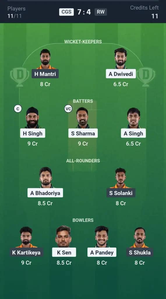 CGS vs RW Dream11 Prediction: Today’s Match 22 – Fantasy Cricket Tips, Captain Choices, Playing XI & Injury Updates – MPL 2025