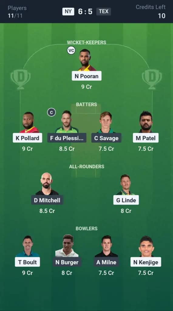 NY vs TEX Dream11 Prediction: Today’s Match 2 – Fantasy Cricket Tips, Captain Choices, Playing XI & Injury Updates – Major League Cricket 2025
