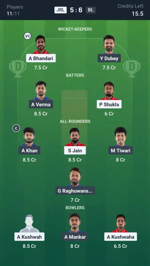 JRL vs BL Dream11 Prediction: Today’s Match 2 – Fantasy Cricket Tips, Captain Choices, Playing XI & Injury Updates – Madhya Pradesh League 2025
